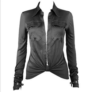 Vintage Gucci tom ford black blouse with gold hardware 38